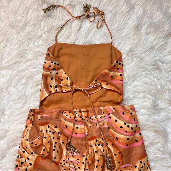 Closet Closes 11/1/22 Farm Rio Raining Bananas Halter Midi Dress L - Picture 5 of 11
